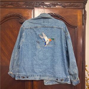 Vintage Western 90’s International Denim jacket with embroidered mallard